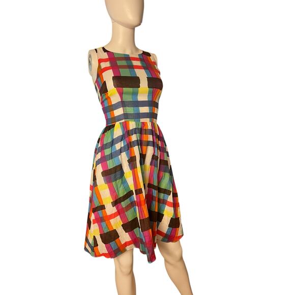 Ruby Belle Checkered Rainbow Plaid A-Line Sleeveless Dress Size US 2 - Picture 2 of 5